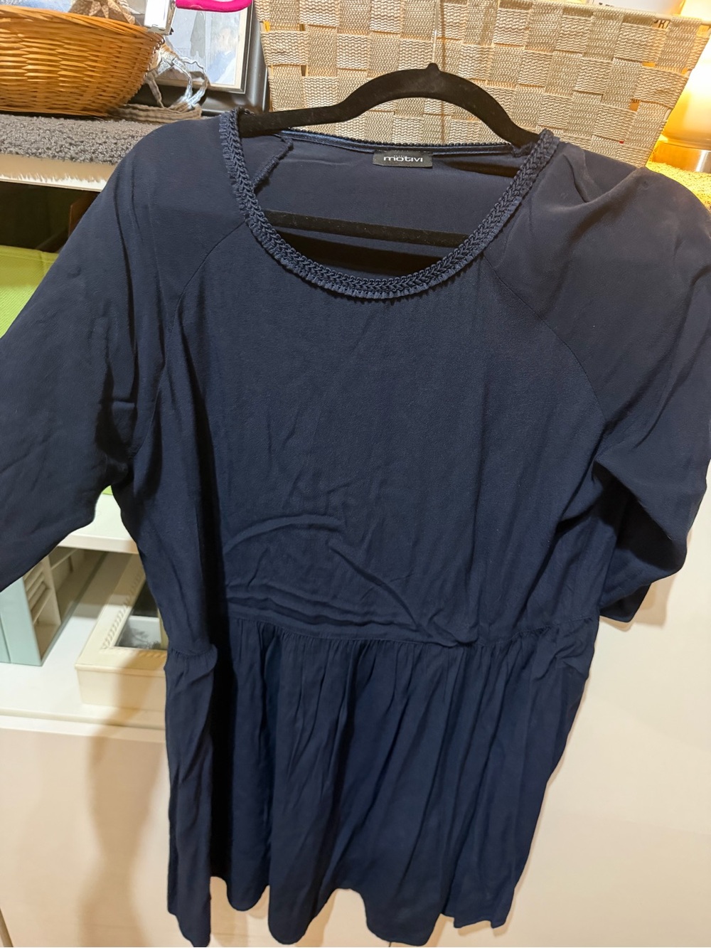 Motivi Navy Braided-Neckline Dress